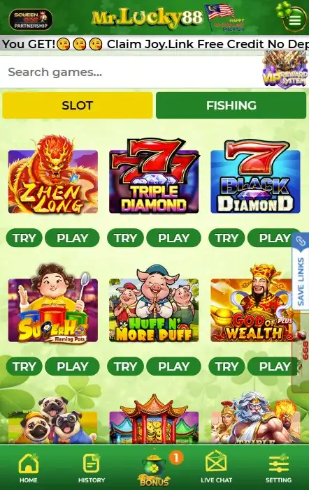 Games on the MrLucky88 App
